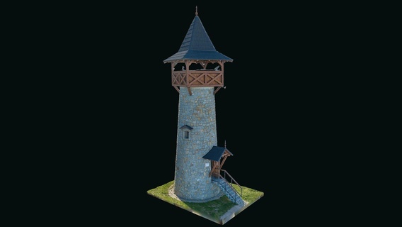 lookout tower hrebeni - buy royalty free 3d model sauliuszaura scene tower castle fort hill platform manor medieval heritage lookout carpathians preservation observation holic realitycapture photogrammetry stone structure building  3d print model - Mito3D