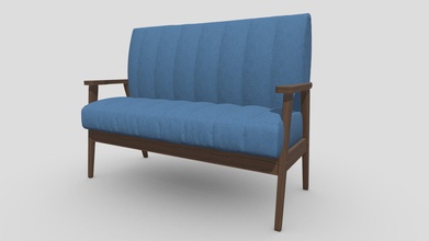 love seat - buy royalty free 3d model marc sawyer whitewash studio architecture whitewashstudio 1575970 blue fabric walnut wood support armrests wooden legs quilted 3d print model - Mito3D