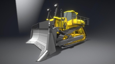 low-poly bulldozer - planierraupe rigged buy royalty free 3d model vis-all-3d vis-all undercarriage 3dhaupt construction-machinery construction-vehicles baufahrzeuge blender3d baumaschinen 3d print model - Mito3D