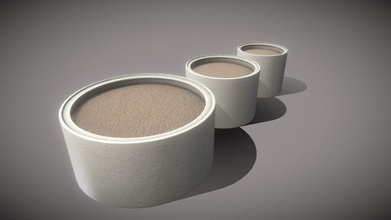 low-poly concrete pipe flower pots - buy royalty free 3d model vis-all-3d vis-all be072e5 3d print model - Mito3D