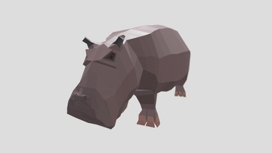 low poly angry looking hippo - download free 3d model tiberiu uncu pangolinbc 451daef hippopotamus 3d print model - Mito3D