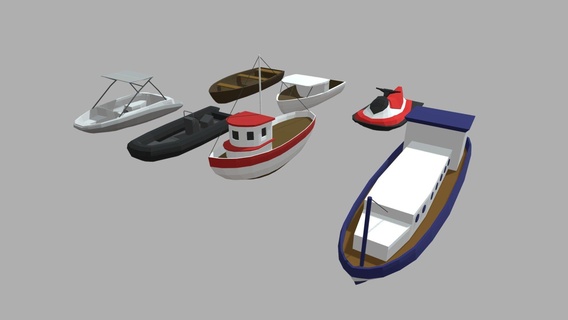 low poly boats pack 01 - buy royalty free 3d model viperjr3d toon yacht fishing equipment ocean travel water jetboat nautical jetski watercraft waterjet game vehicle lowpoly design ship sport sea gameready boat noai 3d print model - Mito3D