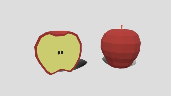 low poly cartoon red apple - buy royalty free 3d model chroma3d vendol21 fruit seed flatshaded redapple blender lowpoly 3d print model - Mito3D