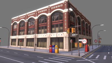 low poly city block 05 - buy royalty free 3d model giimann 2ce20a9 modular tileable street suitable realtime application pre-render scenes 3d print model - Mito3D