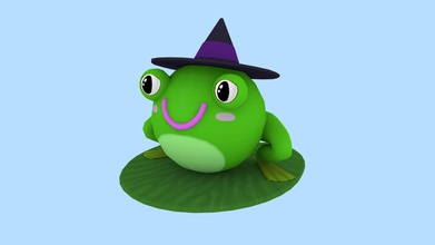 magic frog - 3d model boris south ef667b9 witch hat sit water lily 3d print model - Mito3D