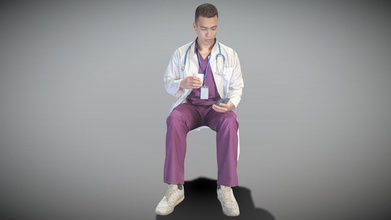 male doctor phone coffee sitting 211 - buy royalty free 3d model deep3dstudio d01f1d4 3d print model - Mito3D