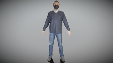 man casual clothes mask a-pose 319 - buy royalty free 3d model deep3dstudio 9b528bd 3d print model - Mito3D