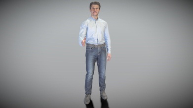 man jeans blue shirt shaking hand 235 - buy royalty free 3d model deep3dstudio 0d4d5fa 3d print model - Mito3D
