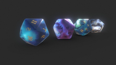 marbled d20 dice set - buy royalty free 3d model steele steelefrau 8fea6c6 seams only visible preview subdivision smoothing friendly game ready procedurally generated textures 4 colour design choices 4k pbr materials 3d print model - Mito3D