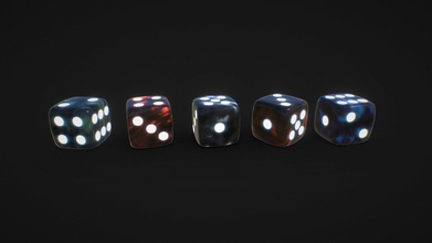 marbled d6 dice set - buy royalty free 3d model steele steelefrau 604fba4 simple beautiful standard true-to-life size hd textures pbr materials low poly geometry game-ready subdivision smoothing friendly 5 colour choices 3d print model - Mito3D
