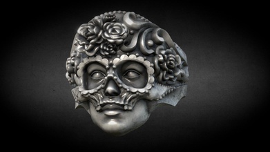 mascarada máscara cráneo anillo 3d impresión comprar realeza gratis modelo romano kharikov ce91c8f stl steampunk 3dprintable 3dprinted plata motociclista 3dprinting 3d print model - Mito3D