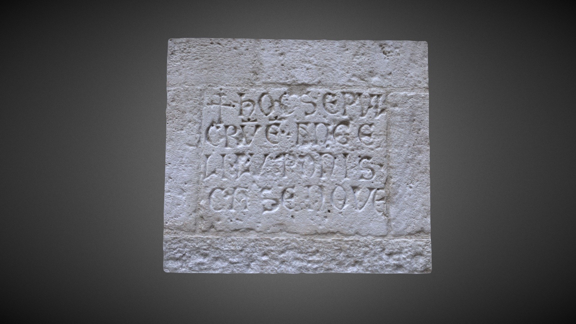 medieval inscription - 3d model daniele mittica daniel83 4790741 funeray walled eastern facade transpet cathedral bari dated back 11th 13th century ad transcript crux hoc sepul cru m e st ange li luponis casenove 3D print model - Mito3D