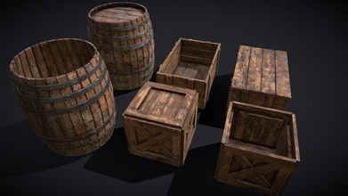 medieval style barrels crates - buy royalty free 3d model getdeadentertainment a67db7f 3d print model - Mito3D