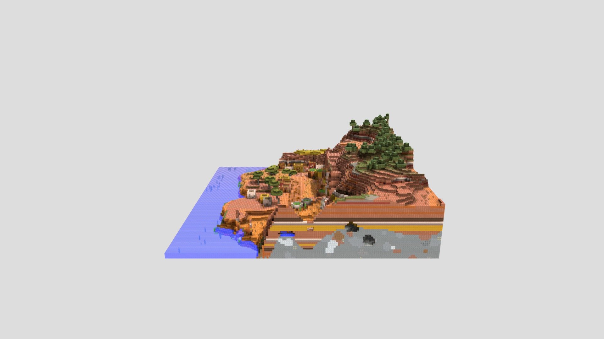 Minecraft pueblo village badlands mesa biome 3d modèle whoopz 6a8b8c0 3D print model - Mito3D