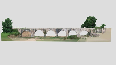 modelo 3d pont l'aigua fondeguilla castell - model topovall b071a7e acueducto origen romano que cruza el barranco del r o belcaire su paso por ciudad alfondeguilla n obtenido mediante fotogrametr terrestre y rea partir 561 fotografias 3d print model - Mito3D