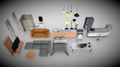 moderno mobília conjunto limpar baixar livre 3d modelo fangzhangmnm 11bd2dc 3d print model - Mito3D