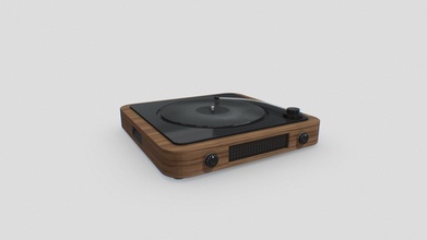 modern vinyl player 45x45x6 5 - buy royalty free 3d model robertrestupambudi device wooden property audio disc game-ready game-asset props-assets props-game wood decoration interior 3d print model - Mito3D