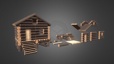 modular survival log house pbr - buy royalty free 3d model orshia talhahelvaci 3750820 3d print model - Mito3D