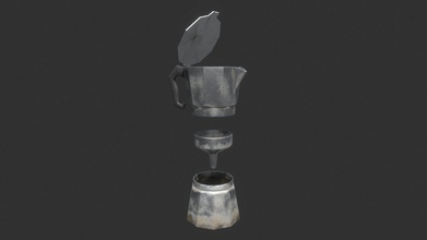moka coffee pot used - low poly buy royalty free 3d model vojtaklemperer 06c0640 stove-top electric maker brews passing boiling water pressurized steam through ground modeled blender textured substane painter has 2k texture set very 3d print model - Mito3D