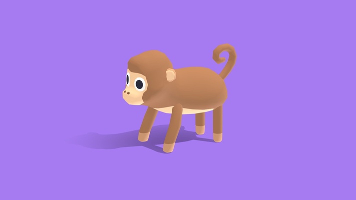 monkey - quirky series buy royalty free 3d model by omabuarts studio cute wild mammal vr ar gamedev safari water poly animal animated rigged 3d print model - Mito3D