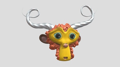 monkey head spiky hair horns - download free 3d model jimmy gunawan jimmygunawan 09c35a0 3d print model - Mito3D