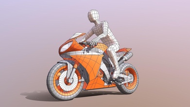 Motorrad Treiber Basic Kaufen Lizenzgebühren frei 3d Modell vis all Yamaha Biker abwischen mid poly work progress motorrad 3dhaupt symbol fahrzeugmodul 2 blender3d Animation 3d print model - Mito3D