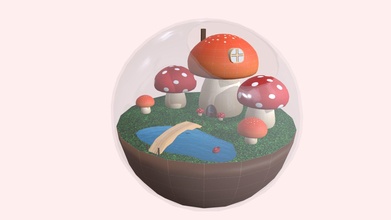 mushroom cottage terrarium - download free 3d model kalldog 02b6283 3d print model - Mito3D