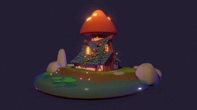 mushroom house diorama - 3d model pumpurrnickel 2a5a27b 3d print model - Mito3D