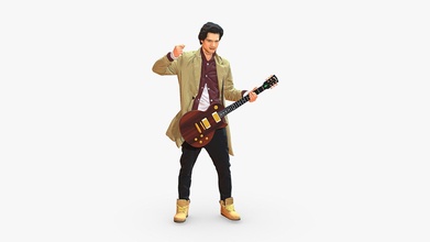 musician 0118-1 electric guitar - buy royalty free 3d model 3dfarm 51dd0e9 rifle style people fashion beauty clothes figurine miniatures realistic success character 3dprint man human 3d print model - Mito3D