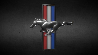 mustang logotipo Comprar realeza livre 3d modelo estúdios orion ícone ad marca cavalo carro 3d print model - Mito3D