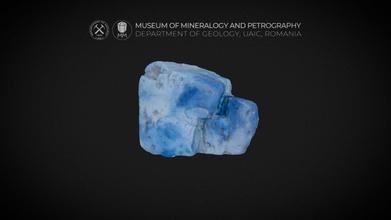 Naturel bleu halite cristal tranchant fantômes 3d modèle musée minéralogie pétrographie uaic c945e15 3d print model - Mito3D
