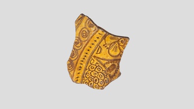 north devon pottery sherd - download free 3d model dave green greengallery 91866ee 17th century sgraffito-ware platter made zephhyr 3d print model - Mito3D