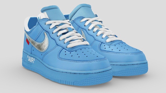 off-white x nike air force 1 one sneaker - buy royalty free 3d model vincent page vincentpage people urban secondlife ar shoes imvu sl trainer footwear tactical adidas yeezy sims jordan streetwear shoescan nft 3d print model - Mito3D