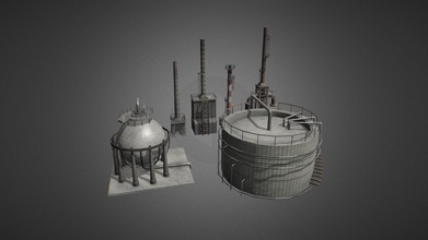 oil refinery 13 - buy royalty free 3d model cg duck cce1de4 low poly game-ready virtual reality vr augmented ar games other real-time apps 3d print model - Mito3D