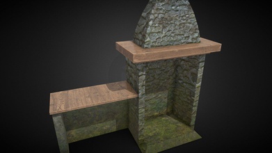 old fireplace - download free 3d model kigha be75da9 simple low-poly moss-ridden asset ready import into ue4 unity godot etc 3d print model - Mito3D
