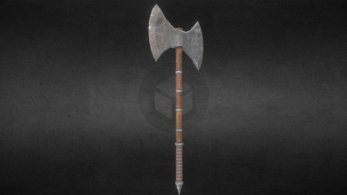 old viking war axe - buy royalty free 3d model big2xg 34e1975 simple style have made can used game cinematicsit has around 1200 vertices properly uv-unwraped contains 3 materials metal wood leather 3d print model - Mito3D