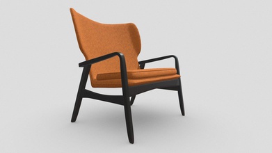 naranja comedor silla de madera apoyabrazos - comprar libre derechos autor del modelo 3d marc sawyer el blanco estudio arquitectura whitewashstudio b352b00 mediados siglo acento sillón la tela orange café 3d print model - Mito3D