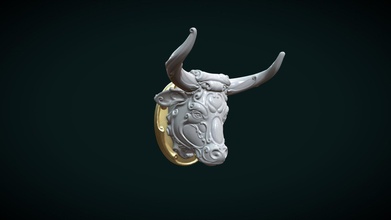 ornate bull head ii - buy royalty free 3d model skazok b3521c9 3d print model - Mito3D