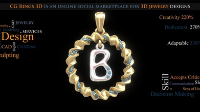 pendentif lettre 3d goujat modèle cg anneaux cgrings3d bcdfb57 3d print model - Mito3D