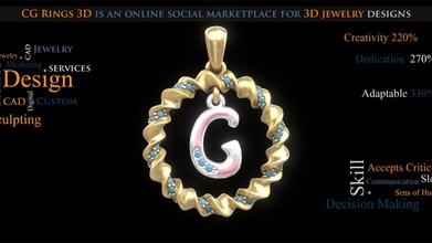 pendentif lettre 3d goujat modèle cg anneaux cgrings3d d8b9d36 3d print model - Mito3D