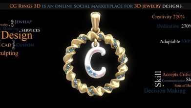 pendente lettera 3d cad modello cg anelli cgrings3d df7bbbc 3d print model - Mito3D