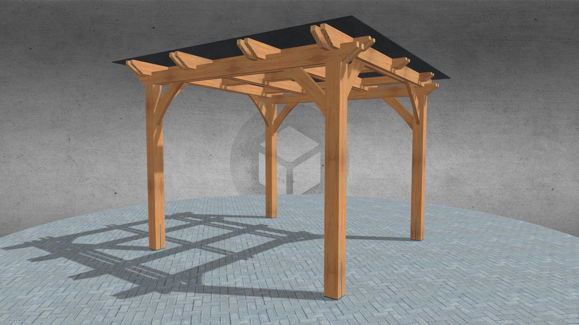 pergola 25 - modèle 3d veber-bois rendersales 13f06b6 pergol s matmenys 2 5m x stogo danga 10mm bronzinis polikarbonatas 3D print model - Mito3D