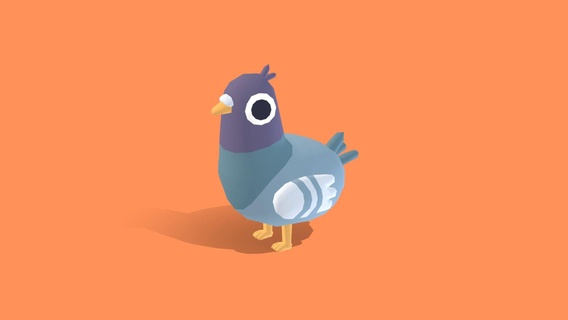 pigeon - quirky series buy royalty free 3d model omabuarts studio cute bird pet vr ar gamedev lowpoly fly animal animated rigged 3d print model - Mito3D