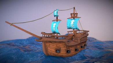 barco pirata - modelo 3d danielbonnell 6287b20 creado usando 3ds max de sustancia pintor textura bandera alfa con photoshop disfrutar 3d print model - Mito3D