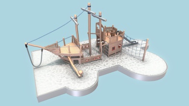 playground wood ship final version - buy royalty free 3d model vis-all-3d vis-all wooden ladder slide steering-wheel 3dhaupt software-service-john-gmbh pirates spielplatz holzschiff wood-ship climbing-net hanging-ladder final-version 3d print model - Mito3D
