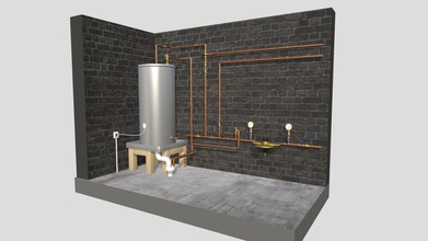 plumbing hot water cylinder engineering - buy royalty free 3d model alexantropov1986 0986de2 realistic domestic drainage system installation i&rsquo ve based actual real-life design comes complete power isolator pressure reducing valve gauges isolating valves non-return tempering cold expansion copper pipework 3d print model - Mito3D