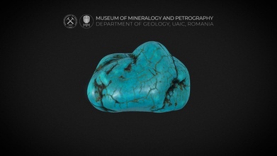 polished turquoise black veins - 3d model museum mineralogy petrography uaic mineralogypetrographymuseum d4e0331 3d print model - Mito3D