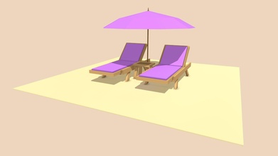 poly beach bench umbrella - buy royalty free 3d model anshi wara anshinowara da3dadb 3d print model - Mito3D