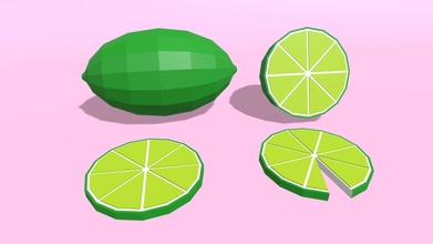 poly cartoon lime - buy royalty free 3d model philip storm xingyun777 drink food fruit forest cute orchard beverage fresh farm juice nature acid slice juicy ripe healthy planting lowpoly 3d print model - Mito3D