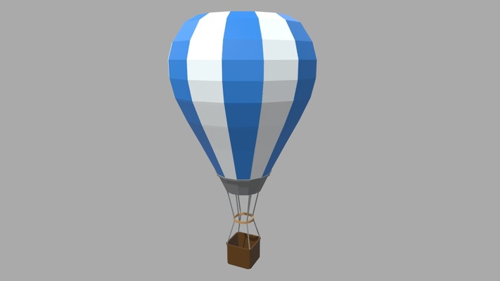 poly hot air balloon - buy royalty free 3d model by viperjr3d sky flying toon airplane baloon travel airship aircraft gameassets hotairballoon game lowpoly design fly noai 3d print model - Mito3D
